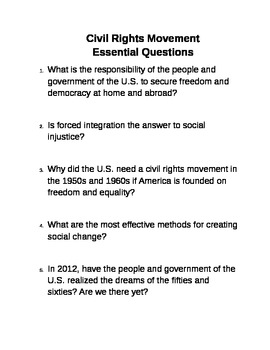 essay questions on civil rights movement