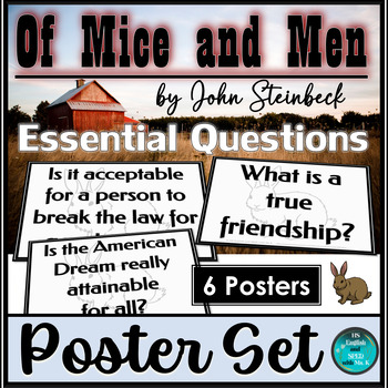 Preview of Essential Questions for Of Mice and Men by John Steinbeck | Poster Set | Free