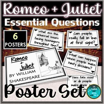 Preview of Romeo and Juliet by William Shakespeare | Essential Questions Poster Set | Free