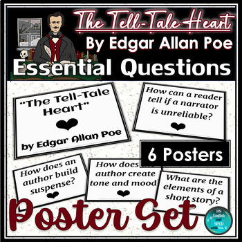 Preview of The Tell Tale Heart by Edgar Allan Poe | Essential Questions Poster Set | Free