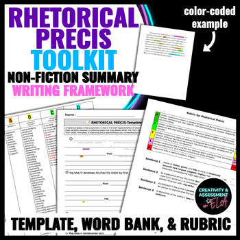 Preview of Rhetorical Précis Toolkit Nonfiction Summary Writing Framework & Template FREE!