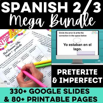 Preview of Essential Spanish 2, 3 Curriculum Preterite tense & Imperfect tense BUNDLE