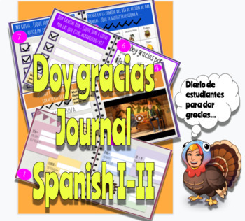 Preview of Essential Spanish Verbs Thanksgiving Gratitude Packet Google Slides Journal