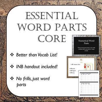 Preview of Essential Word Parts Core
