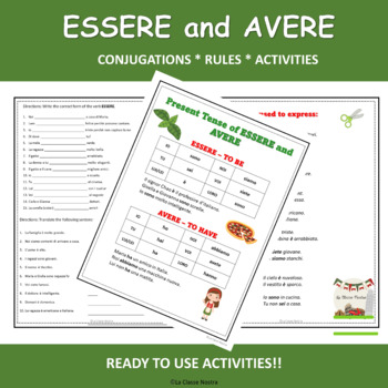 Preview of Essere and Avere Activities
