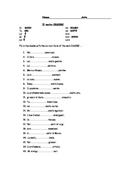Preview of Essere conjugating practice