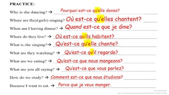 Est Ce Que Questions Worksheet