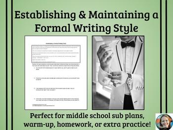 Preview of Establishing and Maintaining a Formal Style Practice Activity