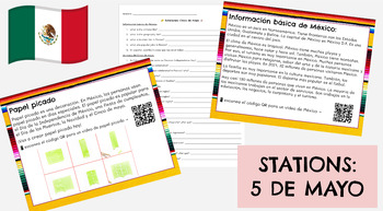 Preview of Estaciones: 5 de mayo con recursos auténticos (Spanish Stations Activity)