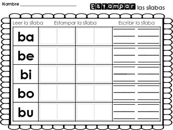 Estampar Sílabas by Bilindergarten Fun | Teachers Pay Teachers