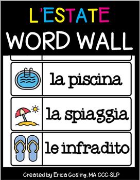 Preview of Estate Parole di Muro -  Summer Word Wall - Italian
