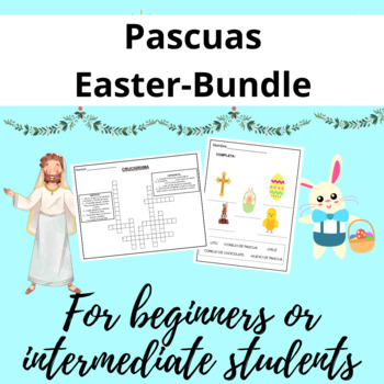 Preview of Easter Worksheets + Vocabulary + Crossword in Spanish PowerPoint Pascuas Bundle