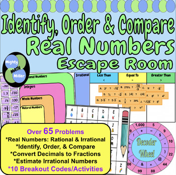Preview of Estimate, Order, Compare Real Number (Rational & Irrational) Digital Escape Room