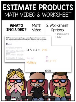 Preview of 4.NBT.5: Estimate Products Math Video and Worksheet