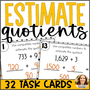 Preview of Estimate Quotients Using Compatible Numbers Task Cards - 4th Grade Math Center