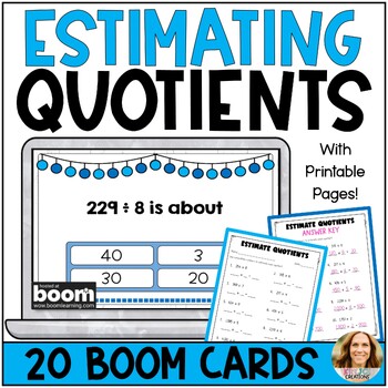 Preview of Estimate Quotients using Compatible Numbers Boom Cards and Printable Worksheet