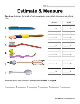 estimate and measure worksheet by have fun teaching tpt