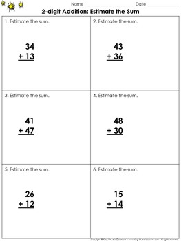 Estimate the Sum: 2-digit Addition Practice Sheets - Rounding - King Virtue