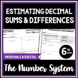 Estimating Decimal Sums & Differences, 6th Grade Lesson Pa