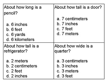 Preview of Estimating Measurements Task Cards