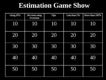Preview of Estimating Percents Game Show PowerPoint