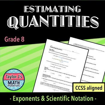 Preview of Estimating Quantities Worksheet