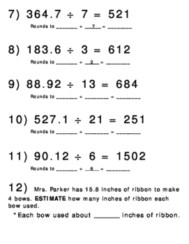 estimating quotients worksheets teaching resources tpt