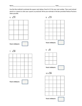 Estimating Square Roots by Mrs Biddle | Teachers Pay Teachers