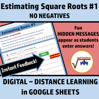 Preview of Estimating Square Roots #1 | HIDDEN MESSAGES | DIGITAL | SELF-CHECKING