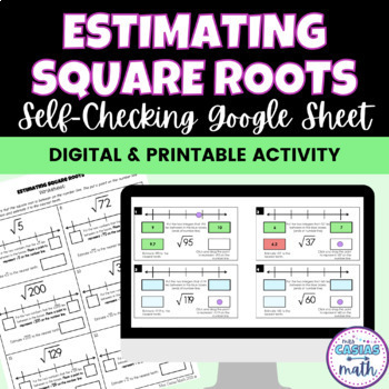 Preview of Estimating Square Roots Activity Digital Self-Checking & Printable Worksheet