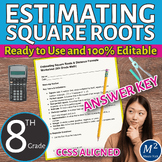 Estimating Square Roots & Distance Formula Worksheet (8th Grade Math)