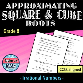 Preview of Estimating Square Roots and Cube Roots Worksheet