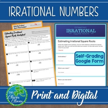 Preview of Estimating Square Roots of Irrational Numbers - Print and Digital - Google Form