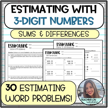 Preview of Estimating Sums and Differences Packet | 3-digit practice with word problems