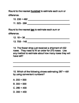 my homework lesson 4 estimate sums and differences answer key