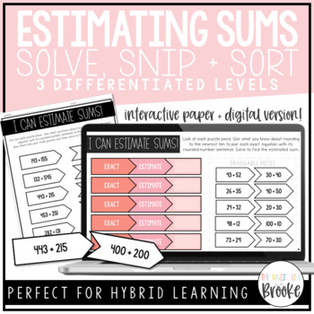 Preview of 3.NBT.A.1 - Estimating Sums Snip, Pair, Stick, and Solve | for Hybrid Learning