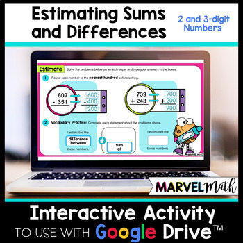Preview of Estimating Sums and Differences - Estimation Google Slides - 2 & 3 Digit Numbers
