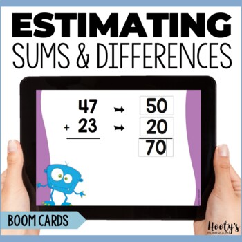 Preview of Estimating Sums and Differences - Rounding to the Nearest 10 Boom Cards