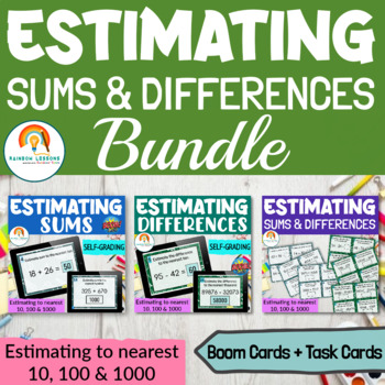 Preview of Estimating Sums and Differences Task Cards Bundle
