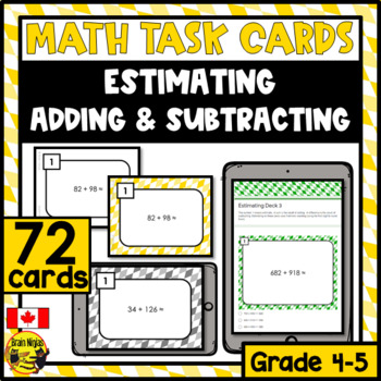 Preview of Estimating Sums and Differences Task Cards | Paper or Digital
