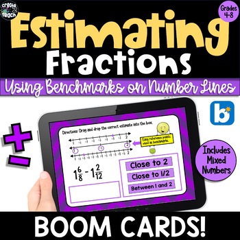 Preview of Estimating Sums and Differences of Fractions With Benchmarks Boom Cards