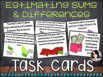 Preview of Estimating Sums and Differences with Decimals Task Cards CC ALIGNED  5.NBT.4