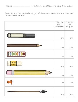 Estimating Lengths Worksheet