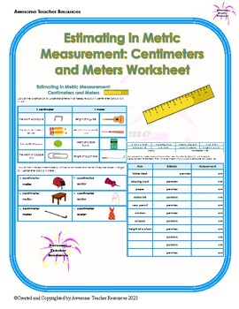 Estimating in Metric Measurement: Centimeters and Meters Worksheet