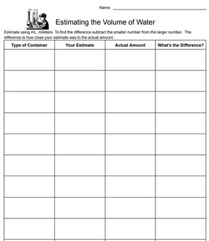 Preview of Estimating the Volume of Water Math Lab