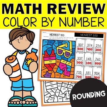 Preview of Estimating to the Nearest 10 and Hundred Color by Number Worksheets - Estimation