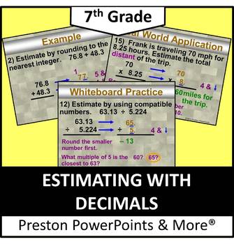 Preview of (7th) Estimating with Decimals in a PowerPoint Presentation