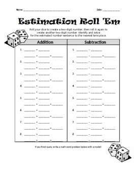 Preview of Estimation Roll 'Em - Editable!