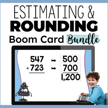 Preview of Rounding Numbers and Estimating Sums and Differences Boom Cards Bundle