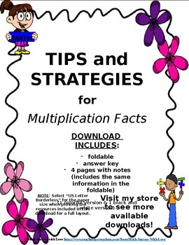 Preview of Multiplication Facts Fluency Tips and Strategies Foldable with Answer Key